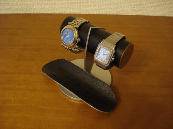 腕時計スタンド　どっしりちょっと太めのパイプブラックコルク腕時計スタンド　No.12320 4枚目の画像