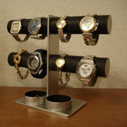 腕時計スタンド　ダブル丸トレイブラック2段8本掛け腕時計スタンド　N130226　 1枚目の画像