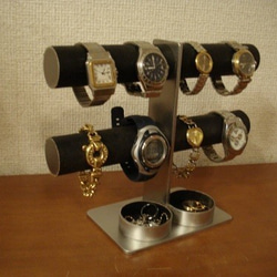 腕時計スタンド　ダブル丸トレイブラック2段8本掛け腕時計スタンド　N130226　 4枚目の画像