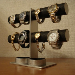 腕時計スタンド　ダブル丸トレイブラック2段8本掛け腕時計スタンド　N130226　 8枚目の画像