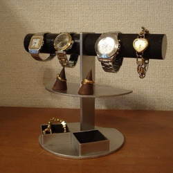 腕時計スタンド　 ダブル角トレイアクセサリースタンドブラック　 1枚目の画像
