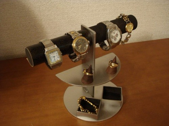 腕時計スタンド　 ダブル角トレイアクセサリースタンドブラック　 4枚目の画像
