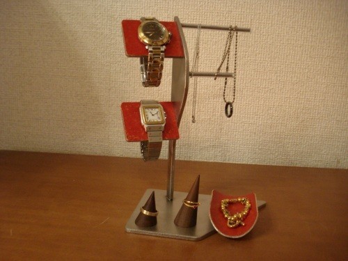 クリスマスプレゼント　腕時計、リング、ネックレススタンド★レッド 　N13223 14,850円