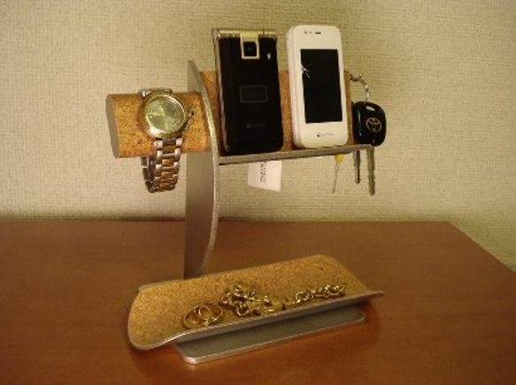 腕時計スタンド　腕時計、キー、ダブルトレイスタンド　ブラック 4枚目の画像