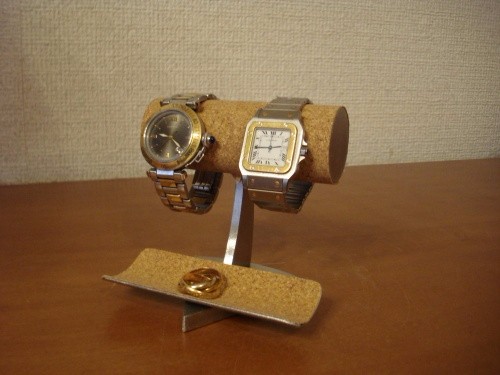 腕時計スタンド　2本掛けトレイ付きウォッチスタンド　スタンダード