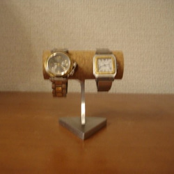 腕時計スタンド　2本掛けトレイ付きウォッチスタンド　スタンダード 2枚目の画像