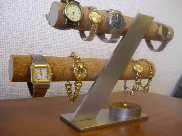 時計スタンド　8本掛けインテリア腕時計収納スタンド　丸トレイ 5枚目の画像
