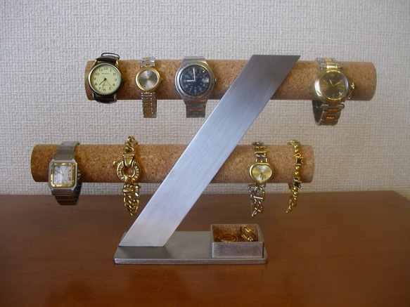 腕時計スタンド　ステンレス製8本掛けインテリア腕時計収納スタンド　角トレイ 2枚目の画像
