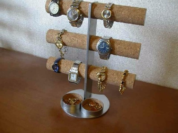 腕時計スタンド　ステンレス製12本掛けインテリア腕時計収納スタンド　丸トレイ 5枚目の画像