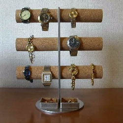 腕時計スタンド　ステンレス製12本掛けインテリア腕時計収納スタンド　角トレイ 2枚目の画像