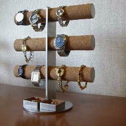 腕時計スタンド　ステンレス製12本掛けインテリア腕時計収納スタンド　角トレイ 5枚目の画像
