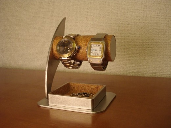 ウォッチスタンド　丸パイプ2本掛け腕時計スタンド　男性用 1枚目の画像