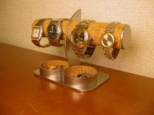 腕時計4本掛け丸トレイ付きハーフムーン腕時計スタンド
