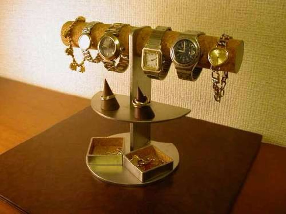 4～6本掛け腕時計ディスプレイスタンド　角トレイ付き 4枚目の画像