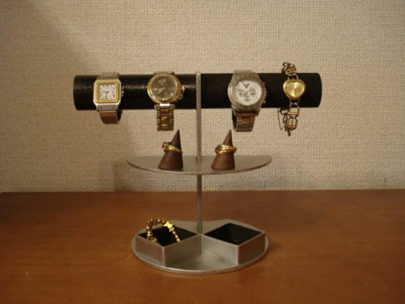 腕時計スタンド　 ダブル角トレイアクセサリースタンドブラック　 2枚目の画像