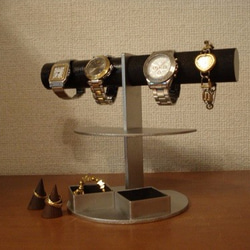 腕時計スタンド　 ダブル角トレイアクセサリースタンドブラック　 3枚目の画像