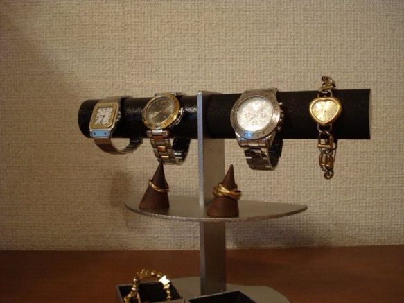 腕時計スタンド　 ダブル角トレイアクセサリースタンドブラック　 5枚目の画像