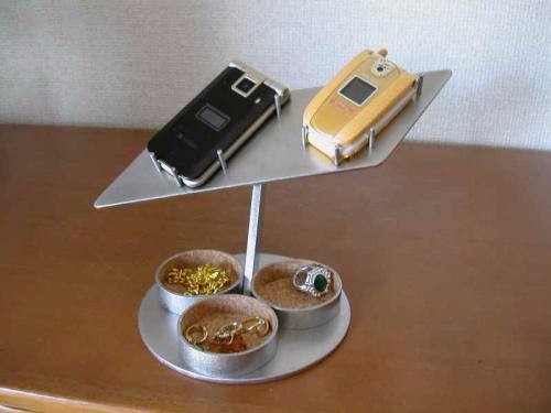 2台携帯電話スタンド　トリプル丸トレイ