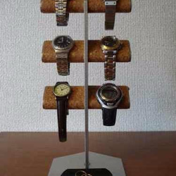 6本掛け腕時計、革バンド、ブラックトレイ 2枚目の画像