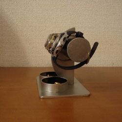 ブラックダブル丸トレイハーフムーン4本掛け腕時計スタンド 4枚目の画像