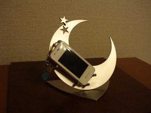 誕生日プレゼントに！ 気まぐれスター三日月携帯電話スタンド　指輪スタンド付き