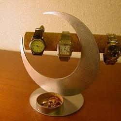 結婚祝いに！三日月ムーン腕時計スタンド 丸トレイバージョン 3枚目の画像