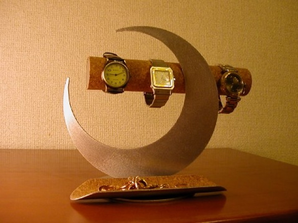 三日月ムーン腕時計スタンド ハーフパイプロングトレイバージョン 2枚目の画像