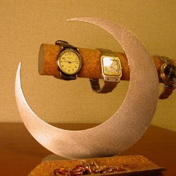 三日月ムーン腕時計スタンド ハーフパイプロングトレイバージョン 4枚目の画像