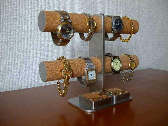 プレゼントに！ダブルトレイ8本掛けインテリア腕時計スタンド 6枚目の画像