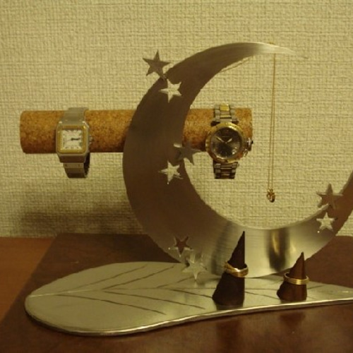 腕時計スタンドリーフ三日月腕時計、ネックレス、リングスタンドトレイ付き