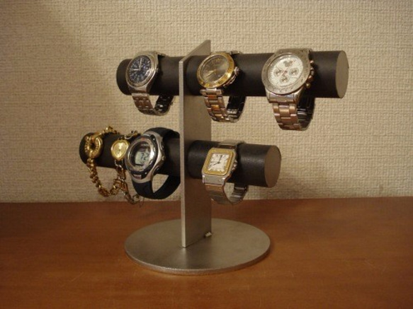 彼氏へのプレゼントに！ブラック6本掛け腕時計スタンド スタンダード　 1枚目の画像