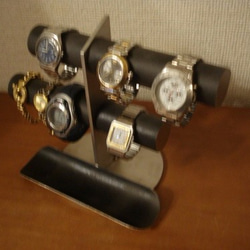 誕生日プレゼントに！ブラック6本掛け腕時計スタンド ロングトレイタイプ　 3枚目の画像