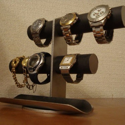 誕生日プレゼントに！ブラック6本掛け腕時計スタンド ロングトレイタイプ　 6枚目の画像