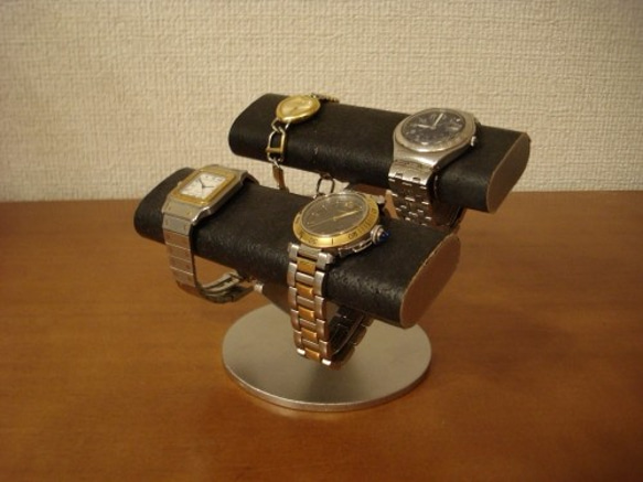 ブラックダブル楕円パイプ腕時計スタンド　ak-design 1枚目の画像