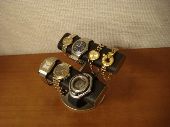 ブラックダブル楕円パイプ腕時計スタンド　ak-design 9枚目の画像