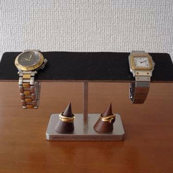 4本掛けブラックバー腕時計スタンド　指輪スタンド付き（未固定）　ak-design 2枚目の画像