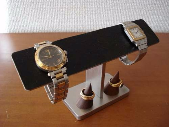 4本掛けブラックバー腕時計スタンド　指輪スタンド付き（未固定）　ak-design 3枚目の画像