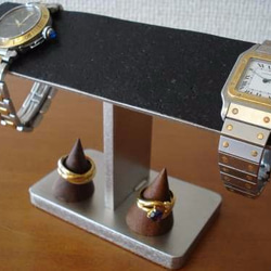 4本掛けブラックバー腕時計スタンド　指輪スタンド付き（未固定）　ak-design 4枚目の画像