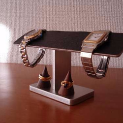 4本掛けブラックバー腕時計スタンド　指輪スタンド付き（未固定）　ak-design 5枚目の画像