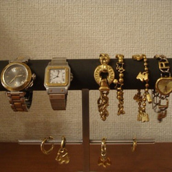 腕時計スタンド　丸パイプ腕時計、ブレスレット、イヤリングスタンド　トレイ付き　ak-design 6枚目の画像