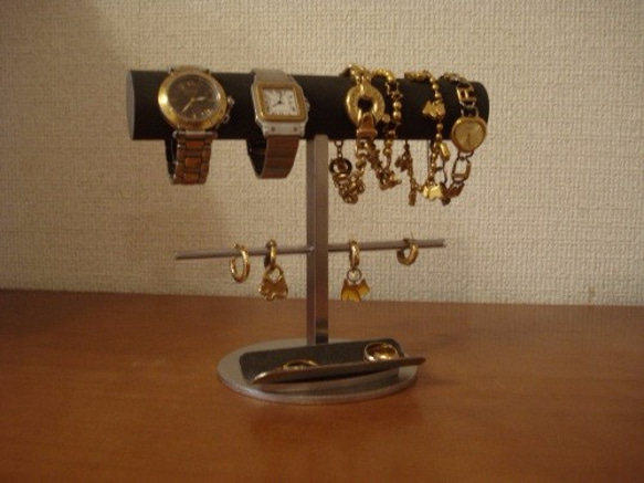 腕時計スタンド　丸パイプ腕時計、ブレスレット、イヤリングスタンド　トレイ付き　ak-design 7枚目の画像