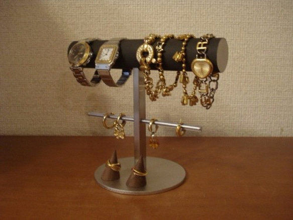 プレゼントに！丸パイプ腕時計、ブレスレット、イヤリングスタンド　指輪スタンド付き（固定していません）　 ak-desig 1枚目の画像