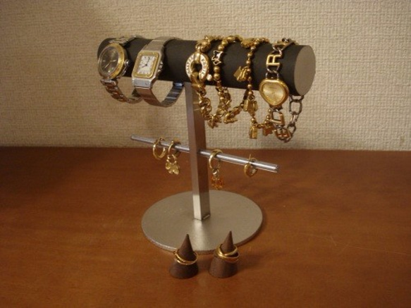 プレゼントに！丸パイプ腕時計、ブレスレット、イヤリングスタンド　指輪スタンド付き（固定していません）　 ak-desig 6枚目の画像