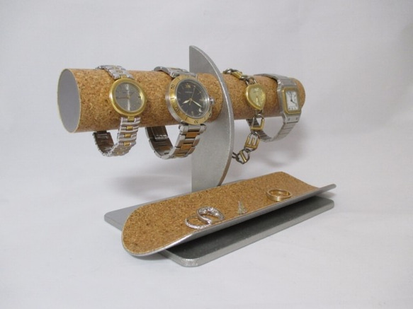 腕時計4本掛けロングトレイ付きハーフムーン腕時計スタンド　ak-design 5枚目の画像