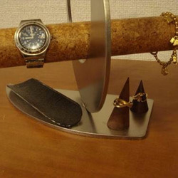 腕時計スタンド　三日月ブラックロングトレイ、リングスタンド腕時計スタンド   　ak-design 3枚目の画像