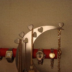 アクセサリーケース　レッド指輪、ネックレス、腕時計三日月スタンド パート2　ak-design 2枚目の画像