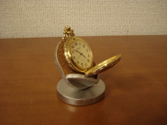 懐中時計スタンド　父の日に　横向き懐中時計蓋開きディスプレイスタンド 5枚目の画像