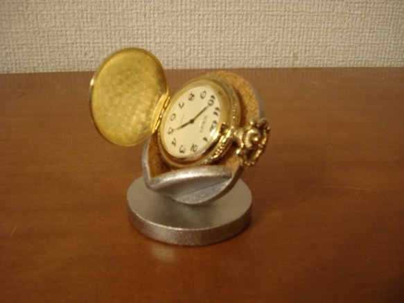 懐中時計スタンド　父の日に　横向き懐中時計蓋開きディスプレイスタンド 10枚目の画像