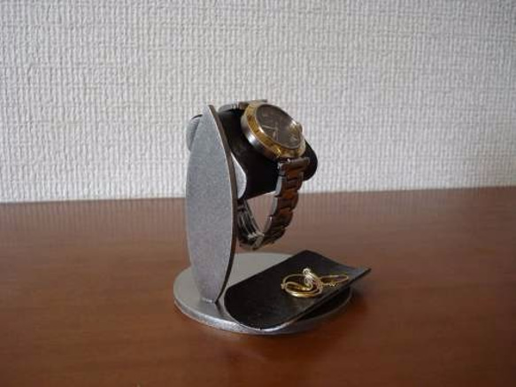 プレゼントに　ブラックコルクディスプレイ腕時計スタンド　黒トレイバージョン 3枚目の画像