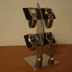 ウォッチスタンド　ブラックコルク4本掛け腕時計スタンド　リングスタンドバージョン 8枚目の画像